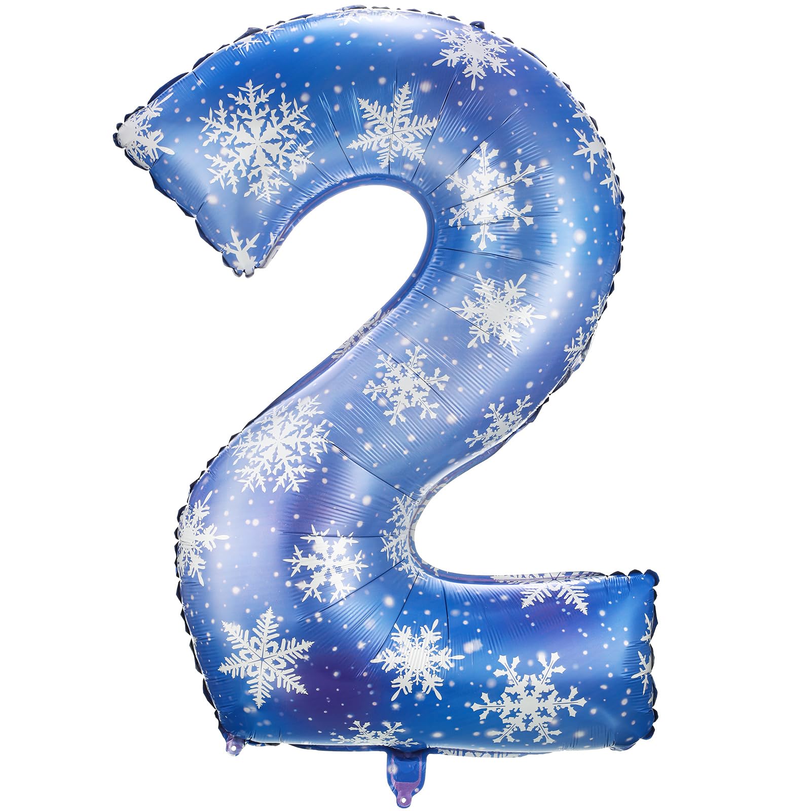 Photo 1 of Lunmon 40 Inch Blue Snowflake Balloon Number Birthday Balloons Decorations for Girls Birthday Snowflake Themed Party Supplies Winter Party Decorations(Number 2)