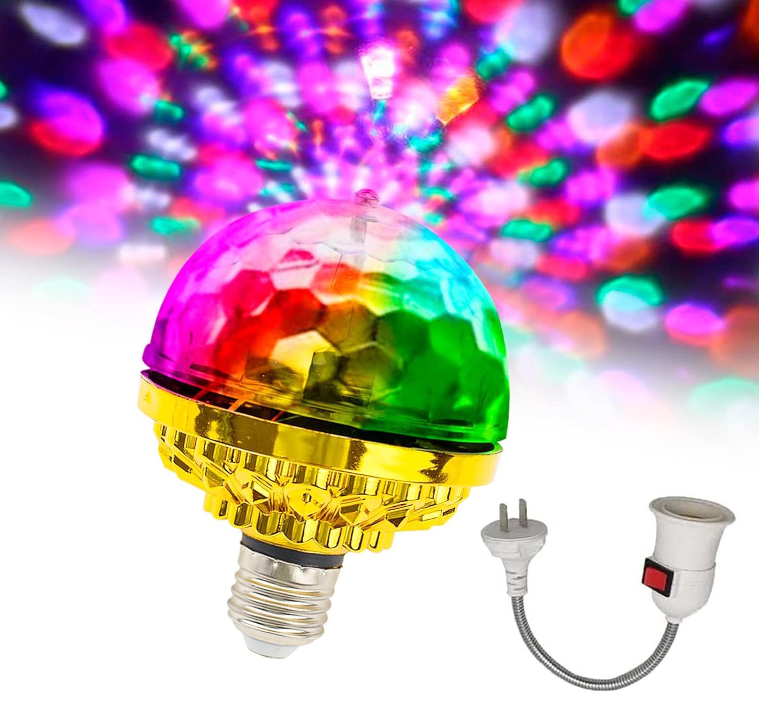 Pipihome Disco Lights, Disco Ball Light, Colorful 360° Rotating Disco Ball LED Magic Disco Light Bulb Stage Light, Plug in Disco Party Lights for Home Karaoke Indoor Decorations