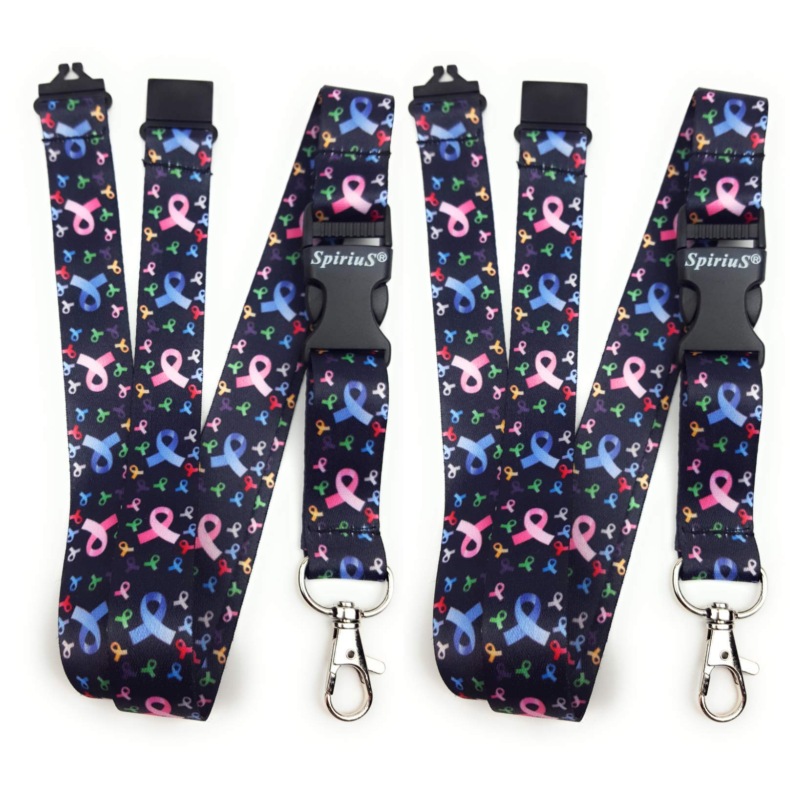 SpiriuS 2 X Original beautiful style Lanyard Keychain ID Phone Badge Pin Holder (CANCER LOGO RAINBOW SET)