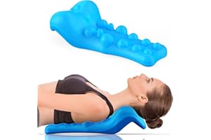 Fanlecy Neck and Shoulder Relaxer with Upper Back Massage Point, Cervical Traction Device Neck Stretcher for TMJ Pain Relief and Cervical Spine Alignment Chiropractic Pillow (Blue)