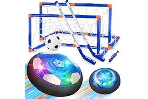 Nazano 3-in-1 Hover Hockey Soccer Ball Set for Kids, Boys Birthday Gifts, Hockey Toys for Boys 6-8 8-12, LED Lights, Indoor O