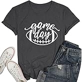 Game Day Football T Shirts Women Cute Football Graphic Tee Tops Funny Sunday Casual Short Sleeve Tee Shirts