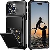 Nvollnoe for iPhone 15 Pro Max Case with Card Holder[Store 5 Cards] Dual Layer Heavy Duty Shockproof Wallet Case with Hidden Card Slot Storage Cover for iPhone 15 Pro Max(Black)