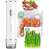 Mehomeli Compact Vacuum Sealer for Food (Vacuum Sealer Machine + 30 Reusable Vacuum Bags), Powerful Handheld Vacuum Sealer Machine, Seal Food 6X Fresh Longer, Portable & Wireless, Easy-Clean