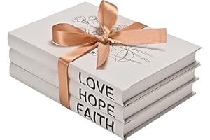 SPARKLE RACE Fashion Decorative Books for Home Decor, Rustic Farmhouse Display Hardcover Quote Decor Faux Books for Modern Decor, White Decoration Fake Book Stack, Faith | Hope | Love Stacked Books for Coffee