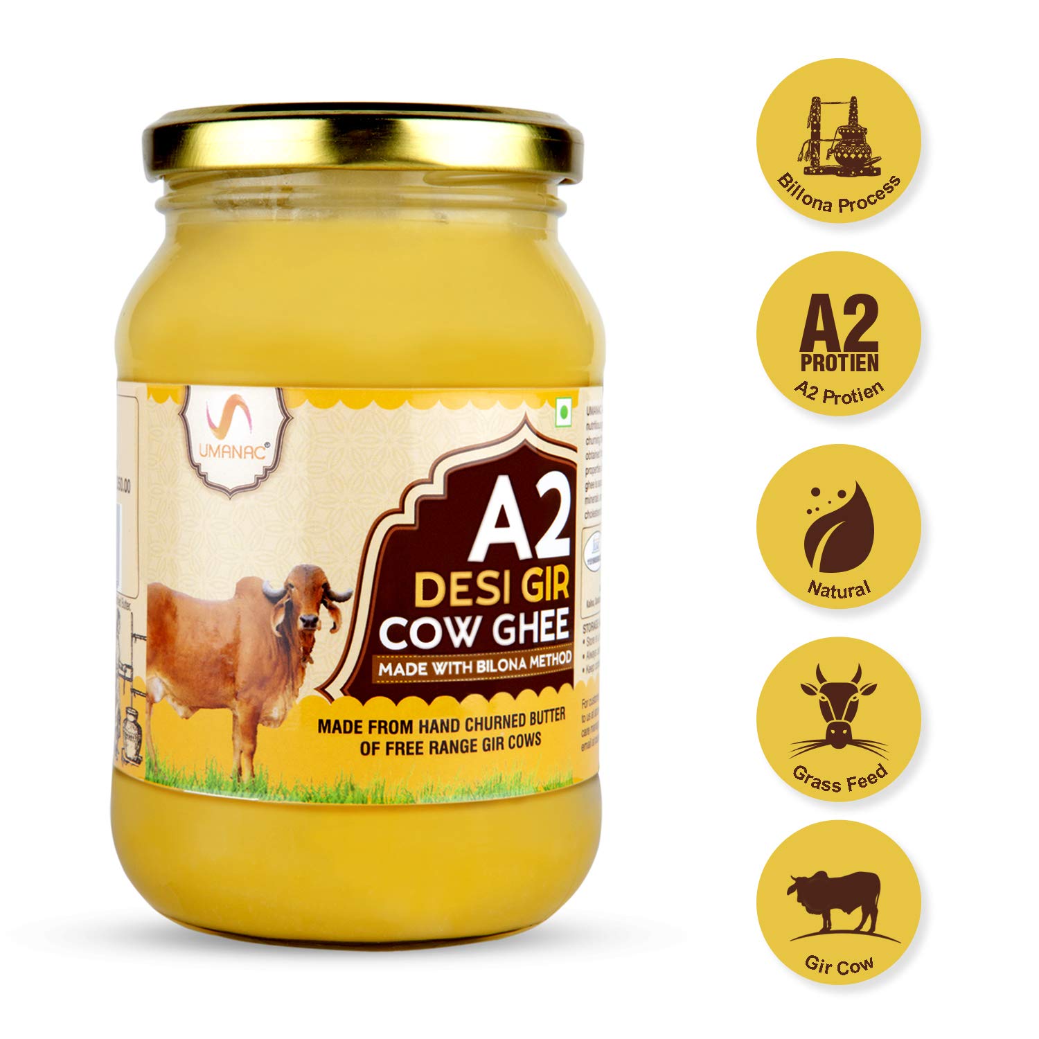 Umanac A2 Gir Cow Ghee 500ml Amazon In Grocery Gourmet Foods
