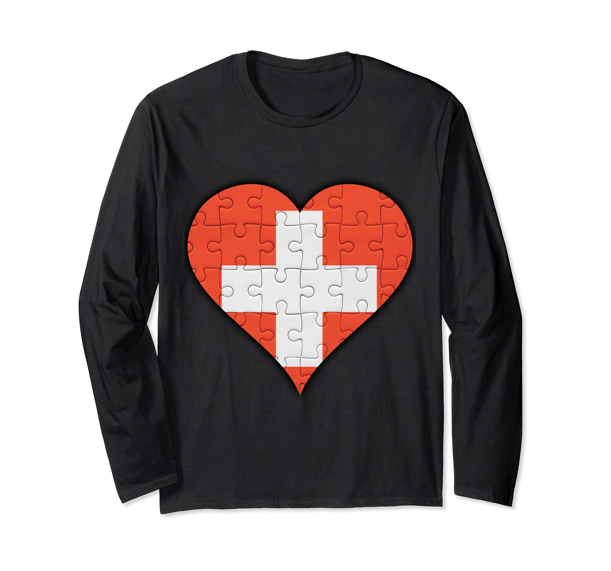 Switzerland Swiss Flag Heart Long Sleeve T-Shirt