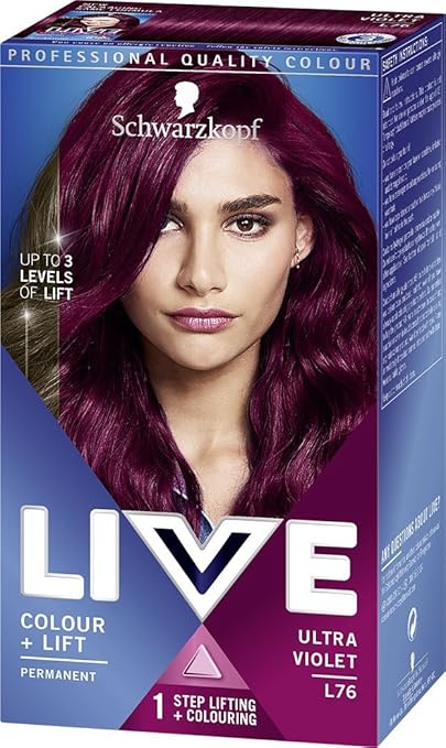 Schwarzkopf LIVE Intense Colour + Lift Permanent L76 Ultra Violet - Pack of 3