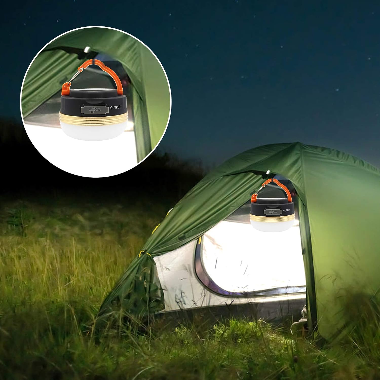 Mostop 2 Pack Camping Light Lantern LED USB Rechargeable Lamp Waterproof 3 Modes Power Bank Tent Lights for Outdoor Camping Hiking Emergency - Image 5