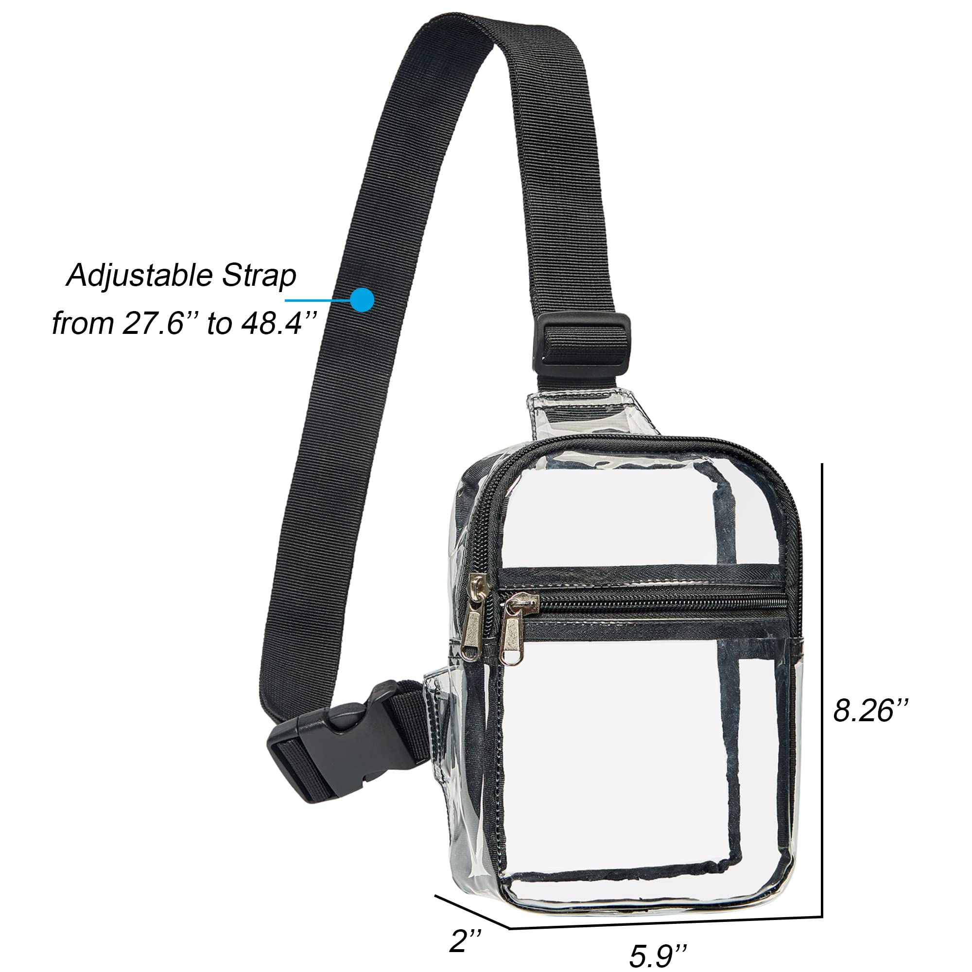 gdbis Clear Small Sling Bag, Heavy Duty Clear Purse Fanny Packs, Cute Chest Crossbody Backpack for Women
