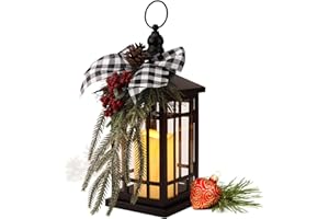 KAMPGO Christmas Decorations Christmas Lantern, Christmas Decorative Candle Lantern, 14 Inch Outdoor Candle Lantern Indoor Home Table Fireplace Farmhouse Decorations, Holiday Xmas Gifts