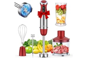 KOIOS Immersion Blender Handheld Corded Hand Blenders Set, Red