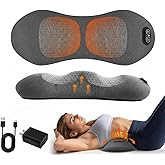 3 in 1 Back Massager, Electric Lumbar Support Pillow, Triple Fusion Back Massager for Pain Relief Deep Tissue, with Traction, Vibration & Heat and Against for Lower Backs&Spine Support