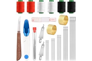 39Pcs Big Eye Steel Sewing Needles Kit, Include 25 Steel Needles, 1 Seam Sewing Thread Ripper, 2 Needle Threaders, 6 Threads,