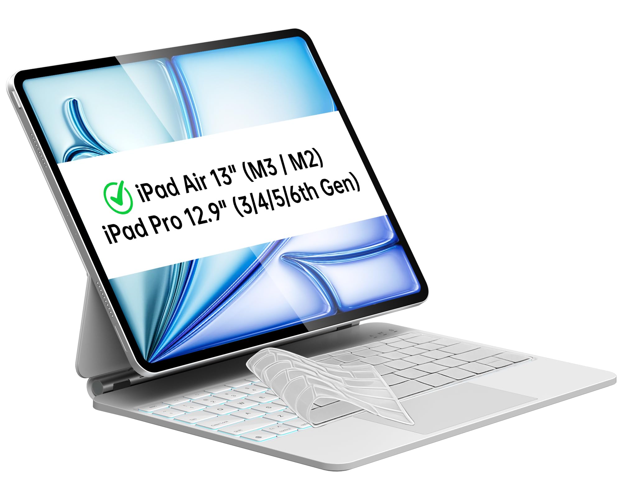 Photo 1 of Otuoor Magic Keyboard for iPad Pro 12.9-inch (6th/5th/4th/3rd), Uninterrupted View, Effortless Command, iPad Air 13-inch Case Keyboard (M3 2025/M2 2024), Snap Tight, The Comfort Angle, White