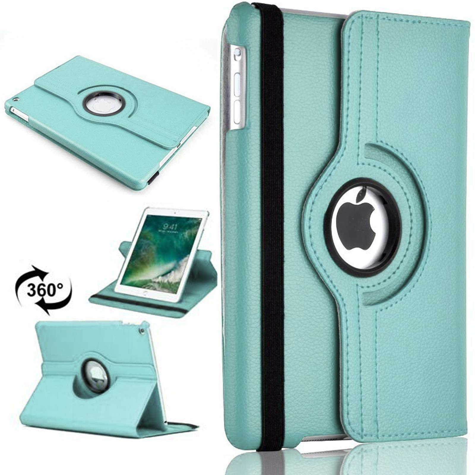 360 Rotating Case for iPad Pro 10.5 (2017), Air 3 (2019) PU Leather Stand Cover with Auto Sleep Function For iPad Pro 10.5/Air 3 (Aqua)