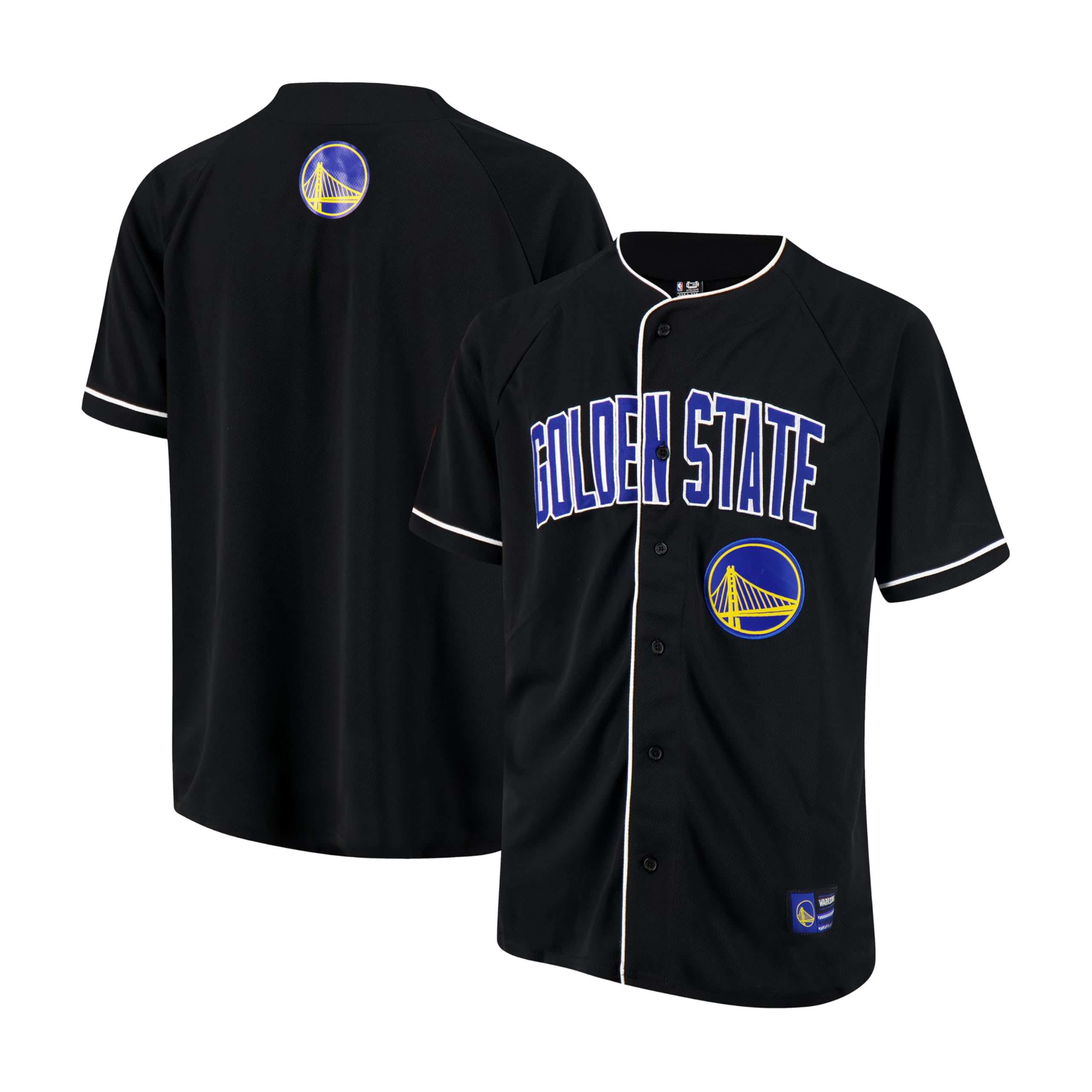 Ultra Game NBA Official Men’s Super Soft Button Down Baseball Shirt, Golden State Warriors, Black, X-Large Image