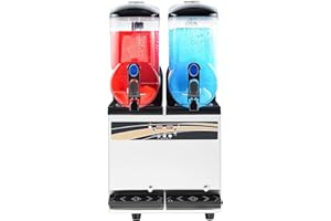 Uargd Commercial Frozen Drink Machine, 15Lx2 Dual Tank Slush Maker, 120 Cups Stainless Steel Smoothie and Frozen Beverage Dis