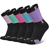 COOPLUS Womens Athletic Crew Socks Performance Cushioned Outdoor Hiking Moisture Wicking Socks (5 Pairs)