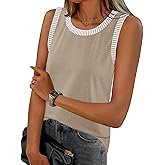 MEROKEETY Womens Tank Tops 2026 Summer Casual Sleeveless Crew Neck Basic T Shirts Beach Striped Color Block Clothes