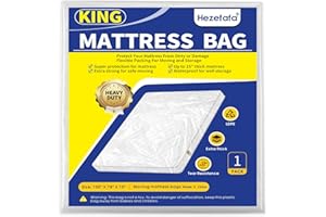 HEZEFAFA 1PK King Size Mattress Bag for Moving and Storage, Thick Plastic Mattress Protector Cover, Tear Risistance Mattress Bags for Moving King 100 x 78 x 15 inches