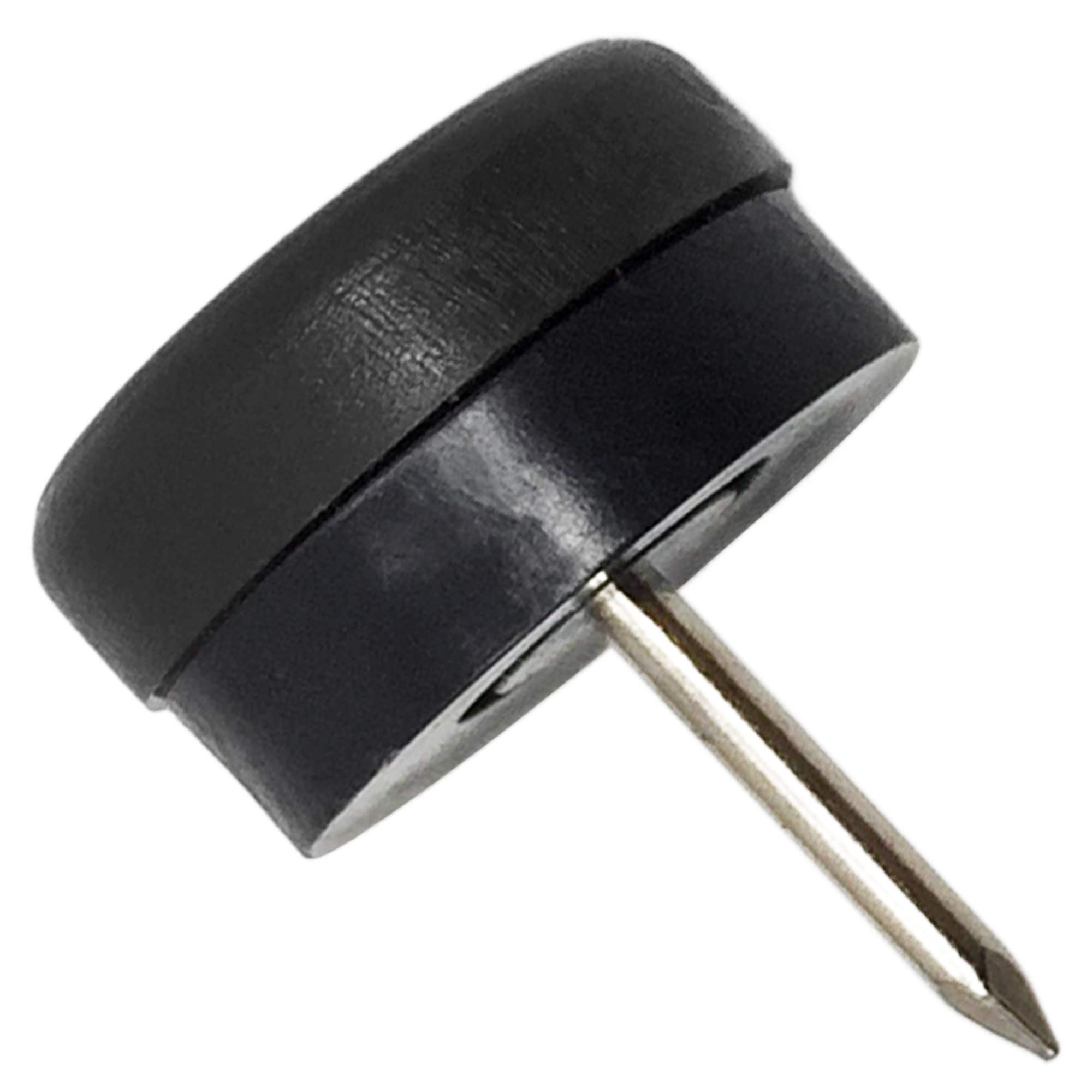 Adsamm® / 32 x Glides in plastic with nail and rubber cushion | Ø 0,79'' (Ø 20 mm) | black | round | Premium quality furniture sliders with bumper and nail by Adsamm®