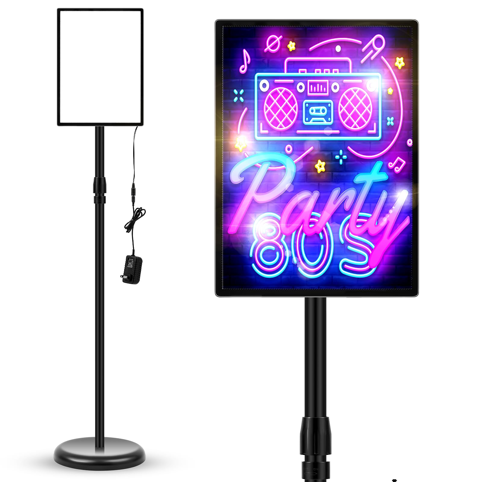 Photo 1 of Thyle 8.5 x 11 Inch LED Standing Sign Holder Adjustable Pedestal Floor Light Poster Stand with Snap-open Frame Outdoor Indoor Metal Base Display Signage Stand for Business Mall, Cinema, Restaurants