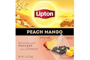Lipton Black Tea Peach Mango, Pyramid Tea Bags, Flavored Teabags for a Refreshing Cup of Tea, 20 Total Tea Bags