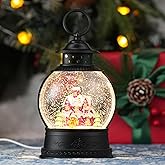 Christmas Snow Globes Lantern, Colorful Gingerbread House Christmas Decor Indoor, Glitter Musical Snowglobe with Timer, USB or Battery Operated Gingerbread Man Decorations Gifts