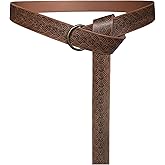 HiiFeuer Medieval Embossed PU Leather O-Ring Belt, Retro Renaissance Knight Belt