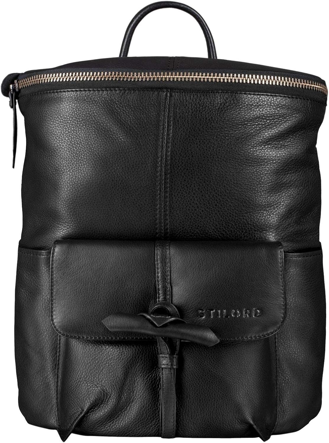 STILORD "Fernandez" Vintage Backpack Leather Large Men Women Business Office for 13.3 inch MacBooks Genuine Leather Colour:Black - Image 4