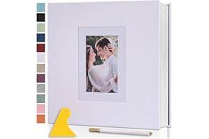 SEMFALBUUMS Photo Album Self Adhesive Pages Scrapbook Large Magnetic Photo Albums with Sticky Pages Scrapbooks for Wedding Baby for 4x6 5x7 8x10 Picture Photo Books 11x10.6 White 60 Pages
