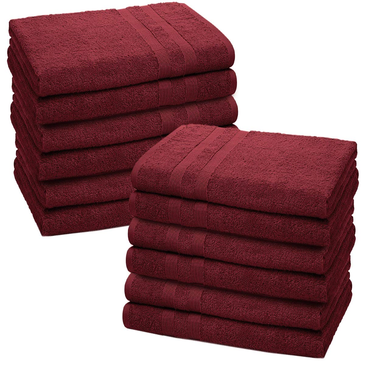 Vozbi Face Towels - Cotton Washcloths Set - 30 x 30 cm, 100% Ring Spun Cotton, Premium Quality Flannel Face Cloths, Highly Absorbent and Soft Feel Fingertip Towels (12 Pack - Wine)