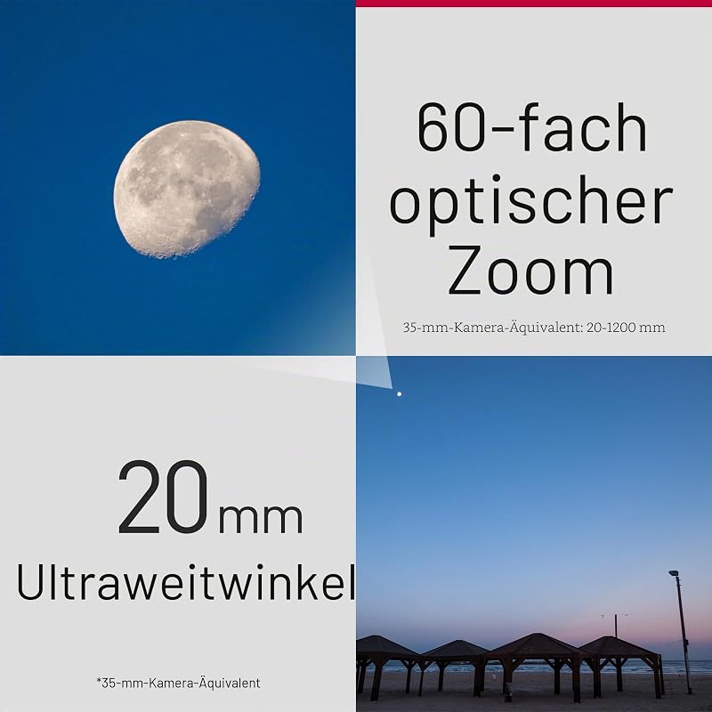 Lumix DC-FZ82DE Bridgekamera mit 20-1200 mm F2.8-5.9 Objektiv, 18,1 MP, 4K Video & Foto, OLED Live-View-Sucher, LCD-Touchscreen, USB-C, Schwarz