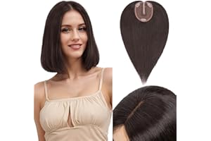 S-noilite Real Human Hair Toppers for Women 4x5" Large Base Hair Topper Hair Piece for Thinning Hair Cover Grey Hair Roots(12