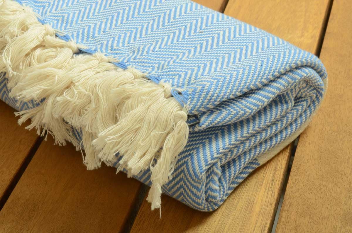 SALE %50 Turkish Towel High Quality Chevron Design Turkish Cotton Bath and Beach Towel - Light Blue - Spa Sauna Yoga Hammam Fouta Table Cloth Yachting