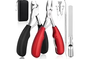 Modacraft Podiatrist Toenail Clippers, Professional Thick & Ingrown Toe Nail Clippers for Men Seniors, Ingrown Toenail Treatment Removal Kit with Nail Cutter Super Sharp Blade Soft Anti-Slip Handle