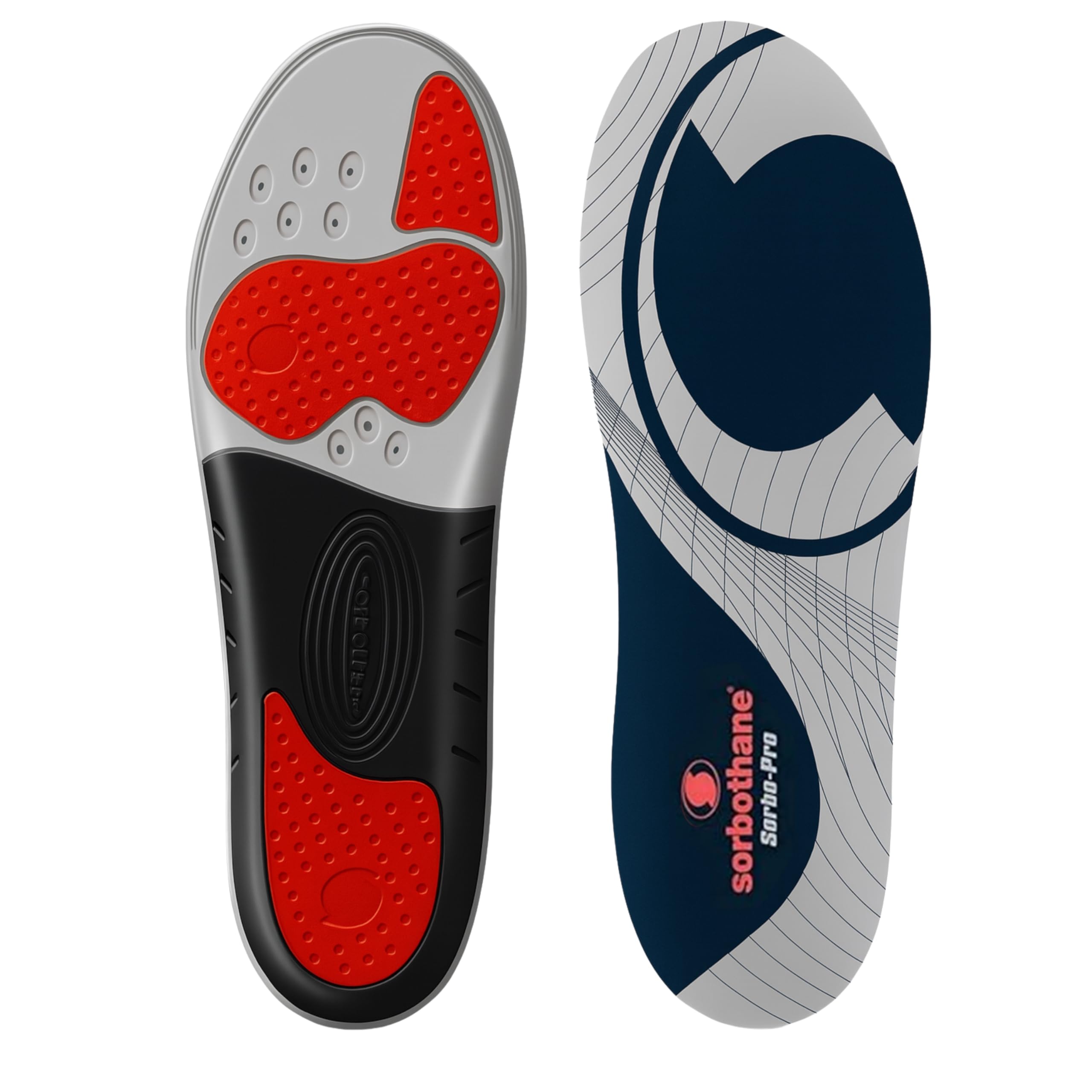 SORBOTHANE Sorbo Pro Insoles Men & Women โ Shock Absorbing Inserts for Pronation & Heel Pain Relief โ Arch Support Shoe Insole for Running, Walking, Work Boots โ Antibacterial, Size UK 3-4.5
