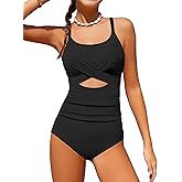 TyeSmo Girl Swimsuit One Piece Cutout Ruched Bathing Suit for Girls Color Block Adjustable Straps Pad Swimwear 9-16y