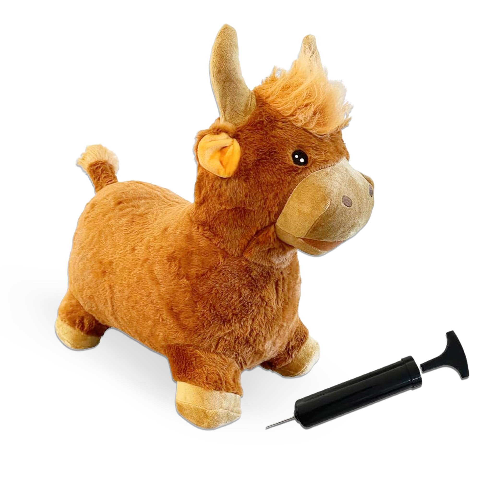 Bouncy Pals Hopper Toys – Plush Ride-On Inflatable Animals with Pump, Soft & Stable Bouncy Friends for Kids Age 2–5 – Dragon, Unicorn, Cow & Lion – Indoor & Outdoor Active Play Gifts - Cow — image 1