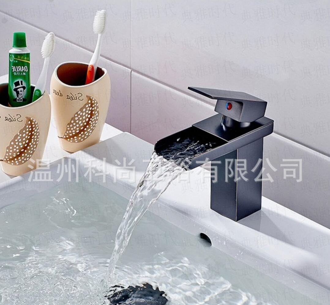 MLFMHR KSP-014B Bathroom Vanity Taps Copper Black Sifang Waterfall Bathroom Sink Faucet