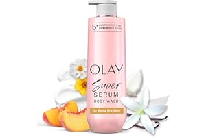 Olay 玉兰油 超级精华沐浴露,适用于超干性皮肤,24 小时持久保湿,5 种以上成分复合物,适合明亮、紧致的肌肤,20 液体盎司(约 591.5 毫升)