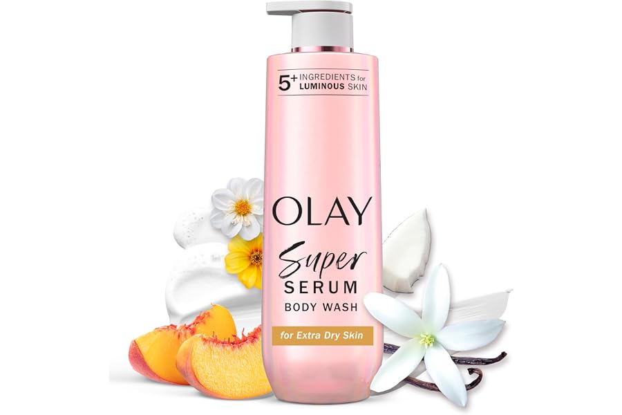 Olay Super Serum Body Wash for Extra Dry Skin, 24hr Long Lasting Rich Hydration, 5+ Ingredient Complex for Bright, Even, Firm