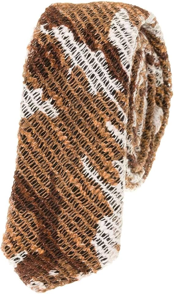 Amazon スタイルワークス ネクタイ ジャガードニット ナロータイ 迷彩柄 カモフラ コットン リネン ナイロン ダークブラウン ブラウン ベージュ メンズ ネクタイ 通販