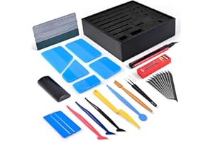 FOSHIO PPF Vinyl Wrap Tool Kit With Display Base, 5PCS Squeegee Tuck Tools, Window Tint Tool, Retractable Utility Knife, 50PC