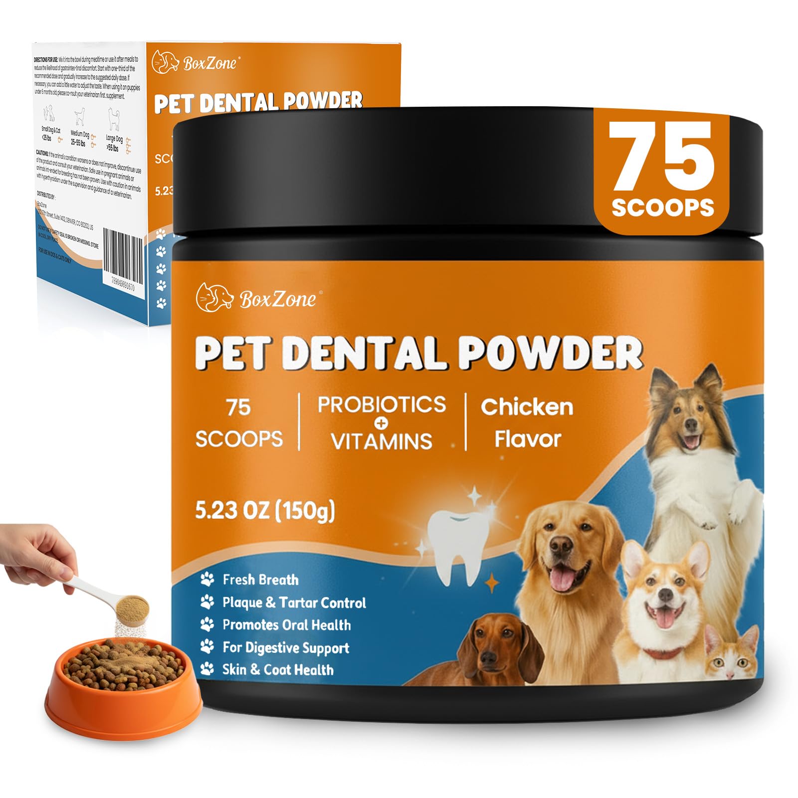 BoxZone Dog Teeth Cleaning Powder Plaque & Tartar Control, Breath