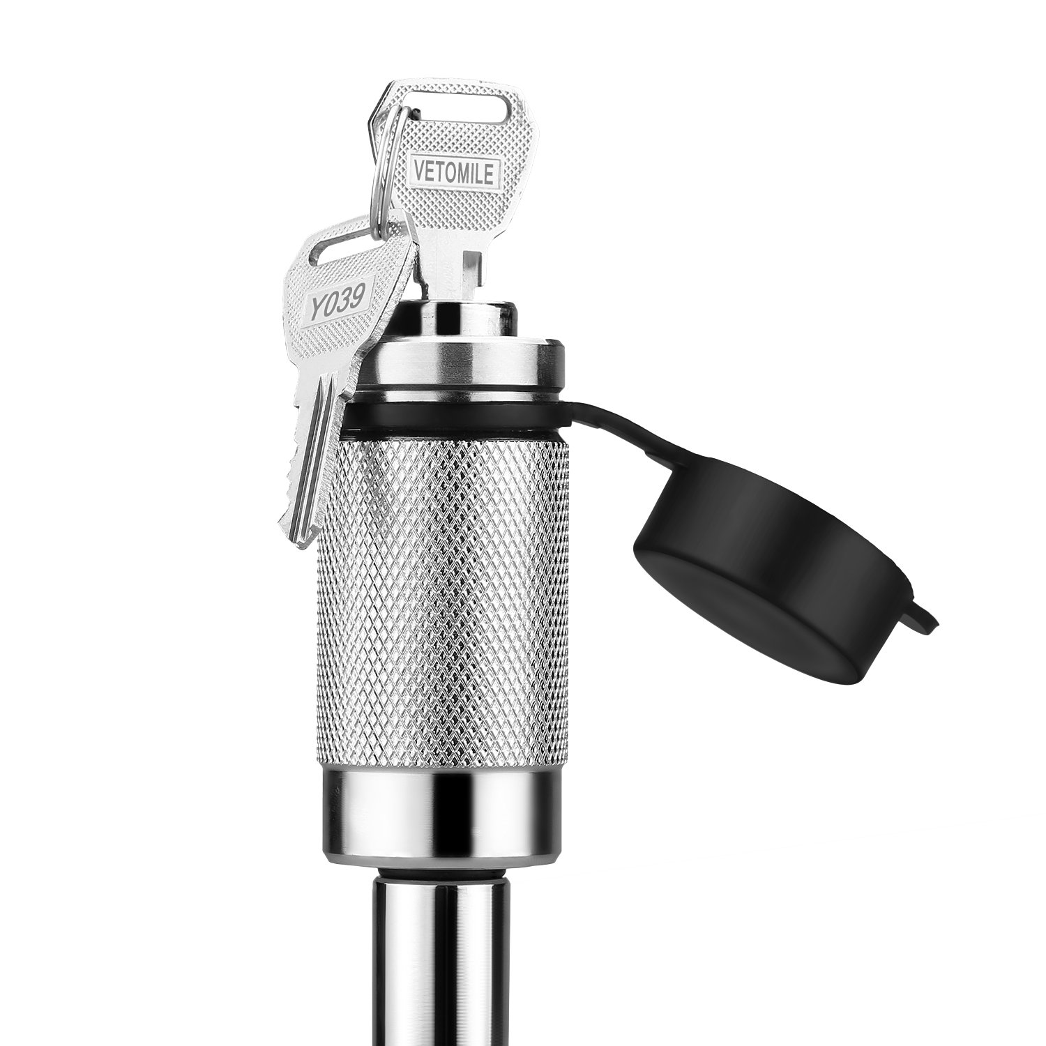 VETOMILE 5/8\'\' Locking Hitch Pin with Keys, Zinc Alloy, Steel and Rubber Cap for Weather Guard Protection