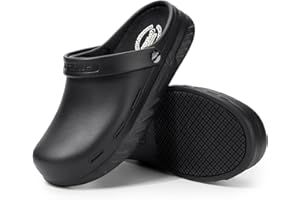 FitVille Wide Chef Shoes for Men Slip Resistant Work Shoes Non Slip Clogs for Food Service Waterproof with Arch Support