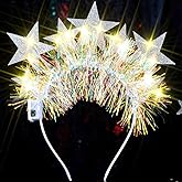 Uranian Light Up Star Headbands LED Stars Hairbands Halo Crown Glitter tinsel Headband Christmas Festival Costume Party Hair Accessories for Women