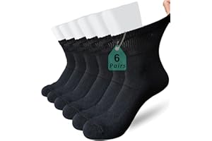 AISESINE Men's Diabetic Socks Extra Width for Swollen Wide Feet,Neuropathy,Bariatric,Non Binding Loose Fit Ankle Sock 6 Pairs